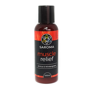 Saroma Muscle Relief Gel bottle with Arnica and Wintergreen for natural muscle pain relief 100ml