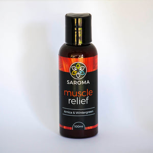 Saroma Muscle Relief Gel with Arnica and Wintergreen 100ml bottle for natural muscle pain relief
