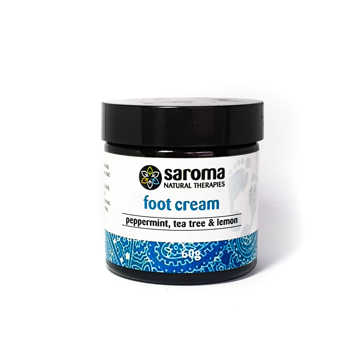 Saroma Foot Cream with peppermint, tea tree and lemon 60g glass jar