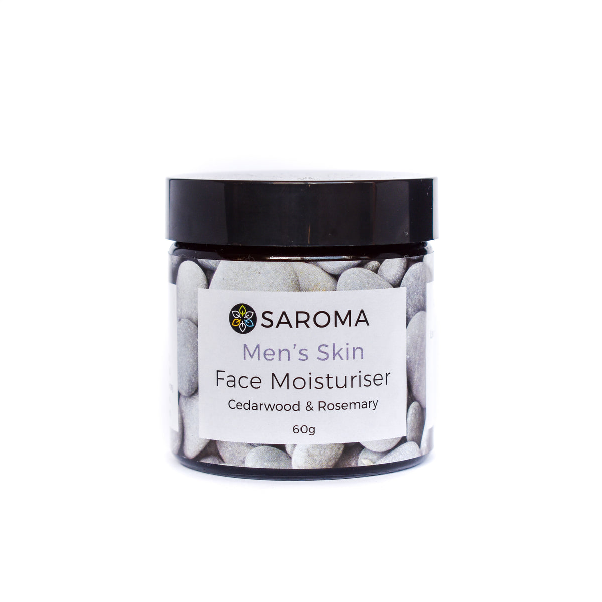 Saroma Men's Skin Moisturiser with Cedarwood & Rosemary 60g glass jar