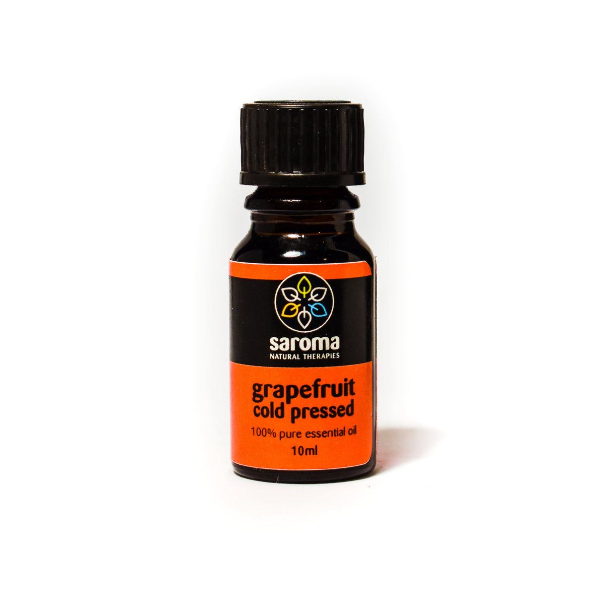 10ml bottle of Grapefruit Cold Pressed Essential Oil by Saroma for stress relief and skin care
