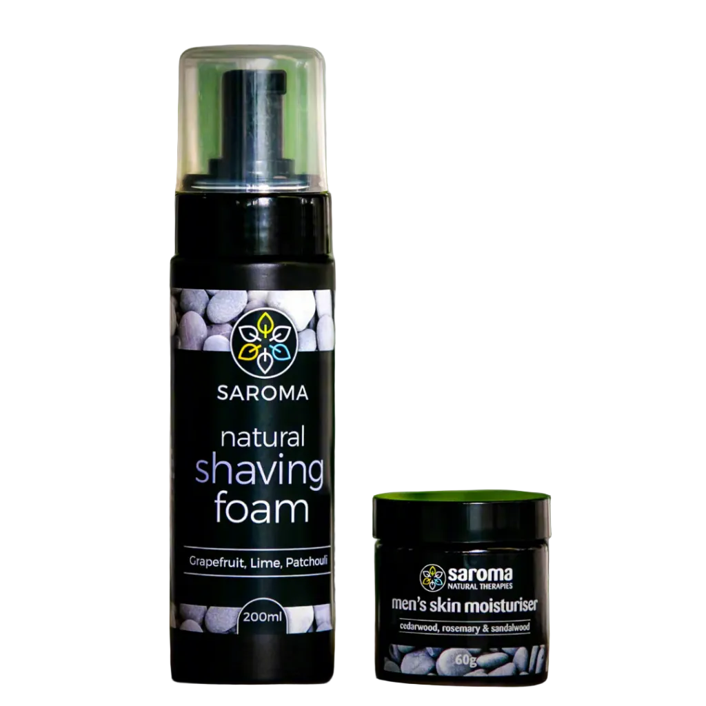 Natural Guy Pack with eco-friendly natural shaving foam and men's skin moisturizer by Saroma